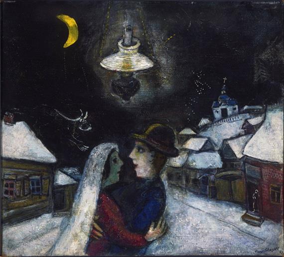夜の現代マルク・シャガール油絵